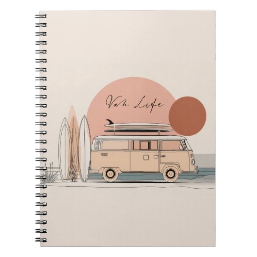 Van Life Surf Van – Retro Beach Camper Aesthetic Notitieboek (Voorkant)