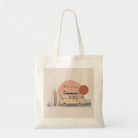 Van Life Surf Van – Retro Beach Camper Aesthetic Tote Bag (Voorkant)