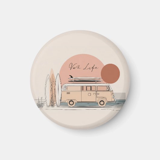 Van Life Surf Van – Retro Strand Camper Esthetiek Magneet (Voorkant)
