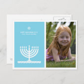 Van Lucy: GELUKKIGE HANUKKAH MODERNE MENORAH Feestdagenkaart (Voorkant / Achterkant)
