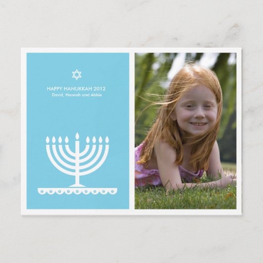 Van Lucy: GELUKKIGE HANUKKAH MODERNE MENORAH Feestdagenkaart (Voorkant)