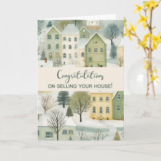 Van makelaar tot klant Winter gefeliciteerd Kaart (Gele Bloem)