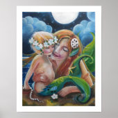 Van mama en Baby Mermaids houden Poster (Voorkant)