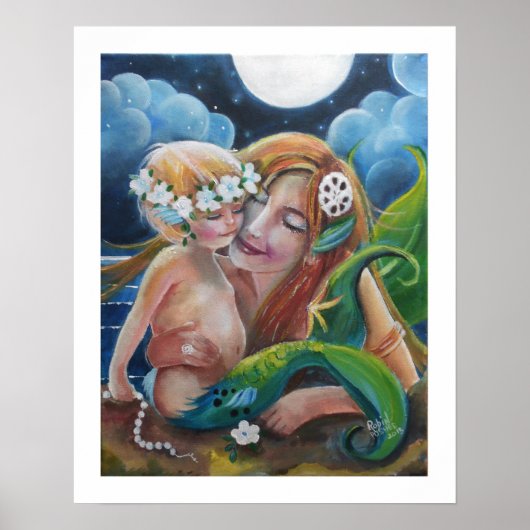 Van mama en Baby Mermaids houden Poster (Voorkant)