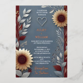 Van Maroon Traditionele Herfst Paar Bourgondië Bru Folie Uitnodiging (Voorkant)