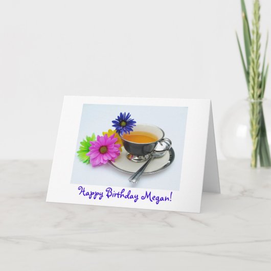 Van Megan (naam) de verjaardagstheekopje & Kaart (Voorkant)