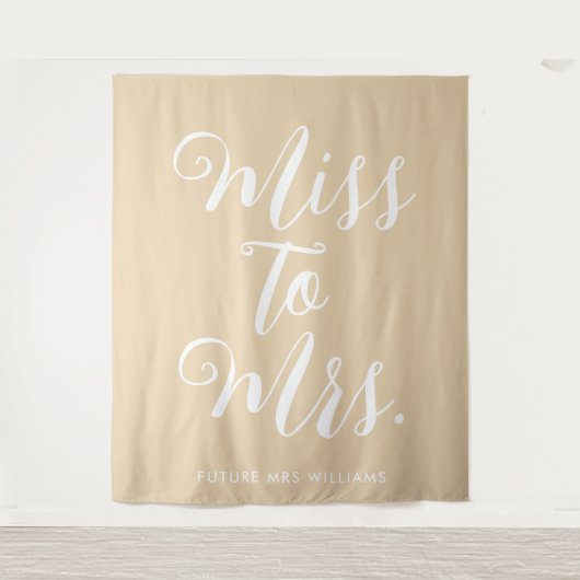 Van Mejuffrouw naar Mevrouw Banner Moderne Bruidsf Wandkleed (Voorkant)