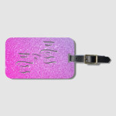 Van Mejuffrouw naar Mevrouw Bruidsroze Paarse Glit Bagagelabel (Voorkant (horizontaal))