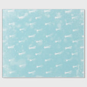 Van Meteor Stars en Kerstmis-Blauwgroen Rammenpatr Cadeaupapier (Vlak)