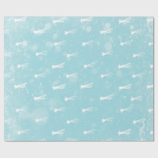Van Meteor Stars en Kerstmis-Blauwgroen Rammenpatr Cadeaupapier (Vlak)