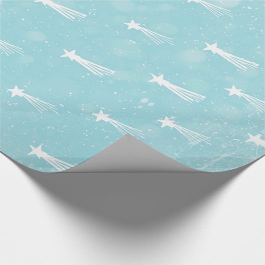 Van Meteor Stars en Kerstmis-Blauwgroen Rammenpatr Cadeaupapier (Hoek)