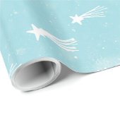 Van Meteor Stars en Kerstmis-Blauwgroen Rammenpatr Cadeaupapier (Rol Hoek)