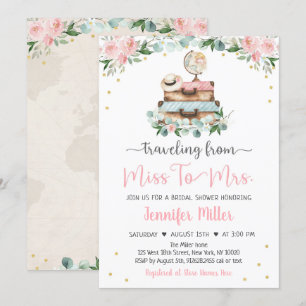 Van mevrouw tot mevrouw Pink Floral Travel Vrijgez Kaart