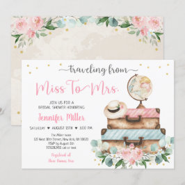 Van mevrouw tot mevrouw Pink Floral Travel Vrijgez Kaart