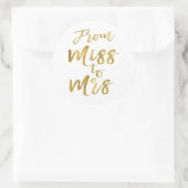 Van mevrouw tot mevrouw Vrijgezellenfeest Party Go Ronde Sticker (Tas)