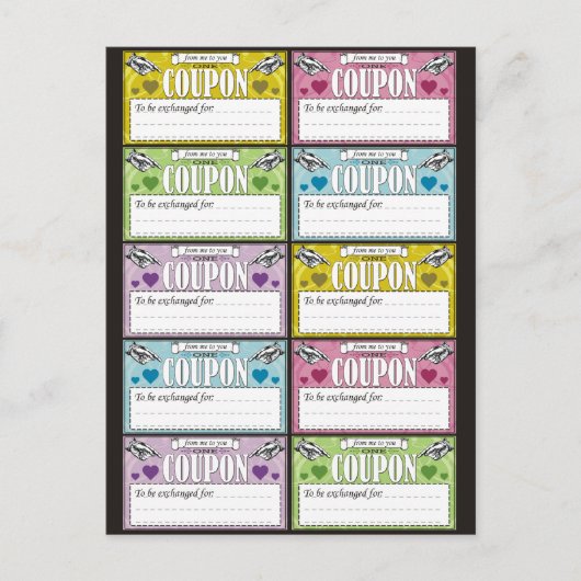 Van mij naar jou coupons briefkaart (Voorkant)