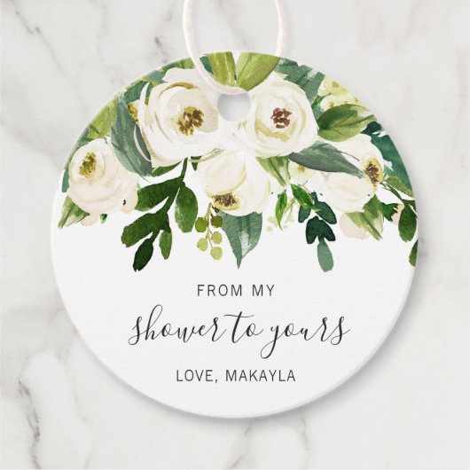 Van mijn bruiloft bloemrijke groene witte bruidssh bedankjes labels (Voorkant)