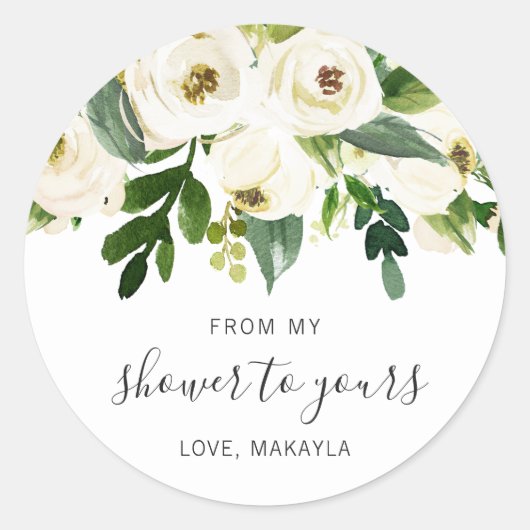 Van mijn bruiloft Elegante Witte Bloem Bruidsdouch Ronde Sticker (Voorkant)
