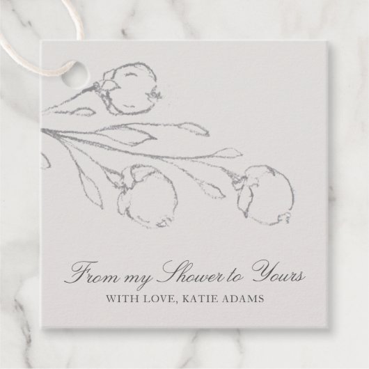 Van mijn bruiloftfeest Elegant grijs bloem bruidsb Bedankjes Labels (Voorkant)