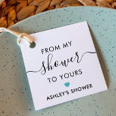 Van mijn douche naar de jouwe, Bruidsdouche Turquo Bedankjes Labels