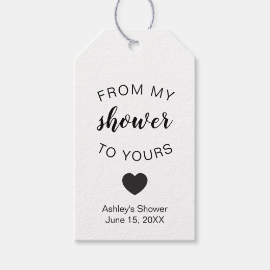 Van mijn douche naar de jouwe Bruiloftsdouche Zeep Cadeaulabel (Voorkant)