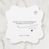 Van mijn Douche naar de Jouwe, Modern Zwart en Wit Bedankjes Labels (Achterkant)