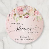 Van mijn douche tot aan de jouwe, roze en Roos Gol Bedankjes Labels (Voorkant)