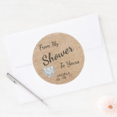 'Van mijn douche tot de jouwe' juten, suikerstruik Ronde Sticker (Envelop)