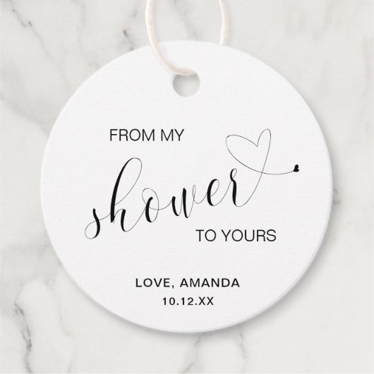 Van mijn douchende hart Elegante Mooie Bruidsdouch Bedankjes Labels (Voorkant)