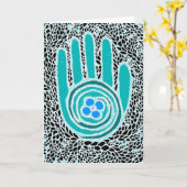 Van mijn hand naar jouw hand wenskaart (blauw) kaart (Gele Bloem)