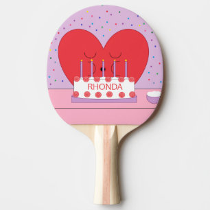 Van mijn hart tot aan je lavender en roze: tafeltennisbatje