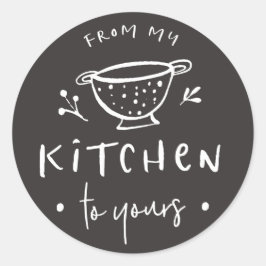 Van mijn keuken naar die van jou stickerlabel ronde sticker