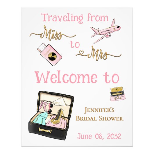 Van Miss naar Mrs Bruidsfeest Reis Welkom Foto Afdruk (Voorkant)