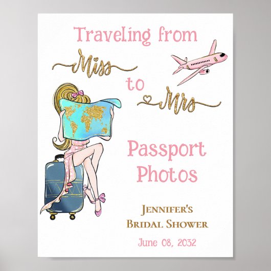 Van Miss naar Mrs Bruidsshowertje Reis Foto Bord Poster (Voorkant)