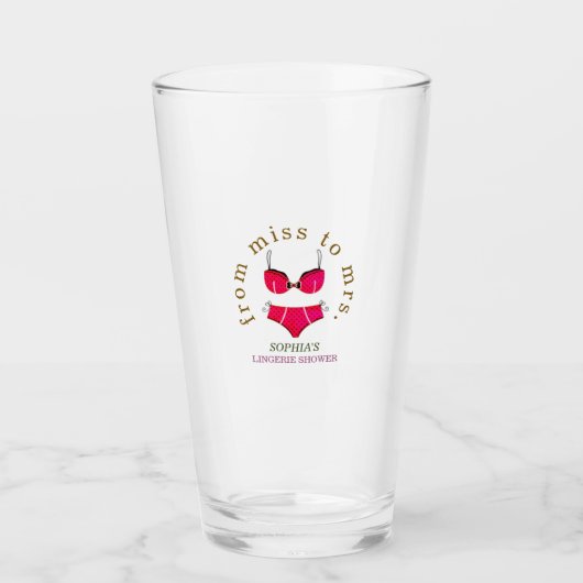 Van Miss naar Mrs Lingerie Bruidsfeest Glas (Voorkant)