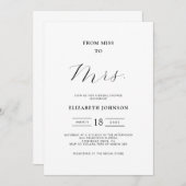 Van Miss naar Mrs. Minimal Vrijgezellenfeest Kaart (Voorkant / Achterkant)