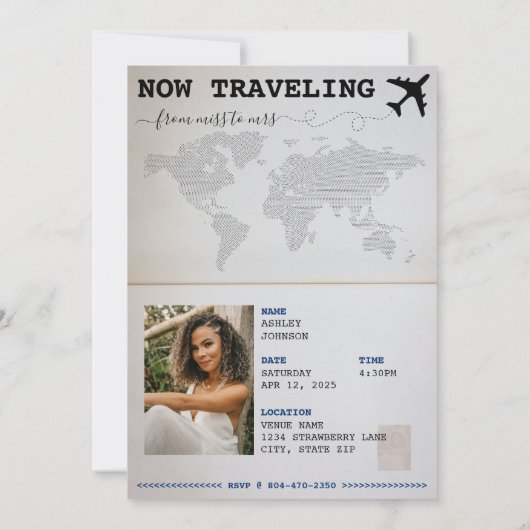 Van Miss naar Mrs Passport Vrijgezellenfeest Kaart (Achterkant)