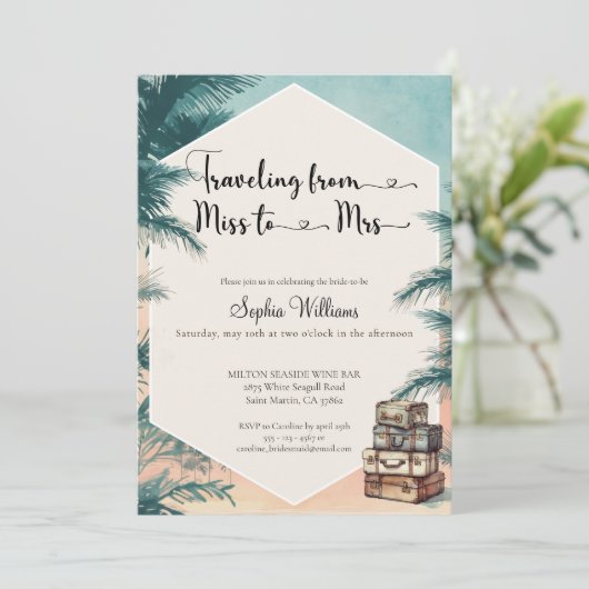 Van Miss naar Mrs Tropical vrijgezellenfeest Kaart (Staand voorkant)