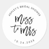 Van Miss Tot Mevrouw Trouwfeest Favor Ronde Sticker (Voorkant)