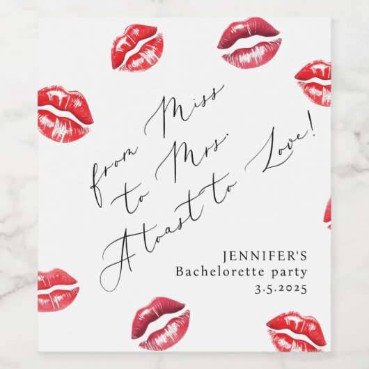 Van Miss tot Mrs. Bachelorette feest Wijn Etiket (Enkel label)