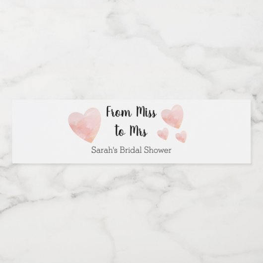 Van Miss tot Mrs Black en White Vrijgezellenfeest Waterfles Etiket (Enkel label)