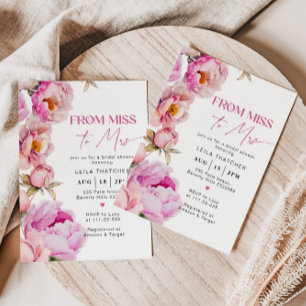 Van Miss tot Mrs. Bright Pink vrijgezellenfeest Kaart