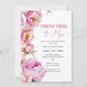 Van Miss tot Mrs. Bright Pink vrijgezellenfeest Kaart (Voorkant)