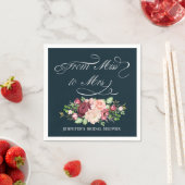 Van Miss tot Mrs Floral Calligraphy Monogram Servet (Insitu)