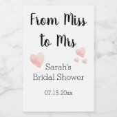 Van Miss tot Mrs Pink Hearts Vrijgezellenfeest Wijn Etiket (Enkel label)