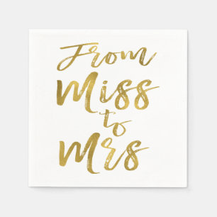 Van Miss tot Mrs Vrijgezellenfeest Gold Foil Scrip Servetten