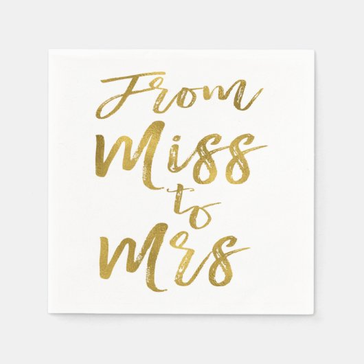 Van Miss tot Mrs Vrijgezellenfeest Gold Foil Scrip Servetten (Voorkant)