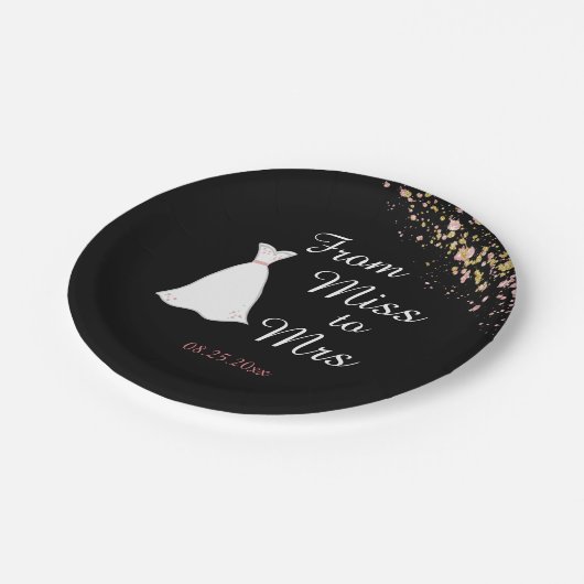 Van Miss tot Mrs Wedding Dress Vrijgezellenfeest Papieren Bordje (Gekanteld)