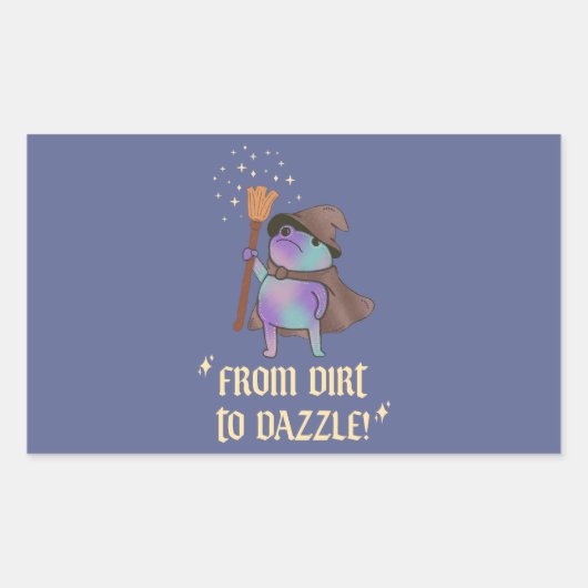 Van modder tot schittering Funny Wizard Kikker Hek Rechthoekige Sticker (Voorkant)