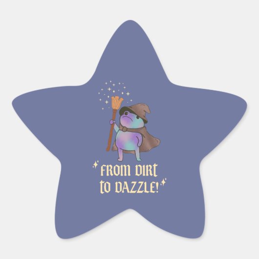 Van modder tot schittering Funny Wizard Kikker Hek Ster Sticker (Voorkant)